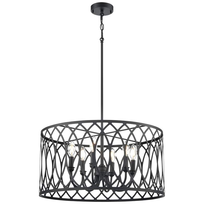 Image 1 Arelyn 23" Wide 6-Light Pendant in Matte Black