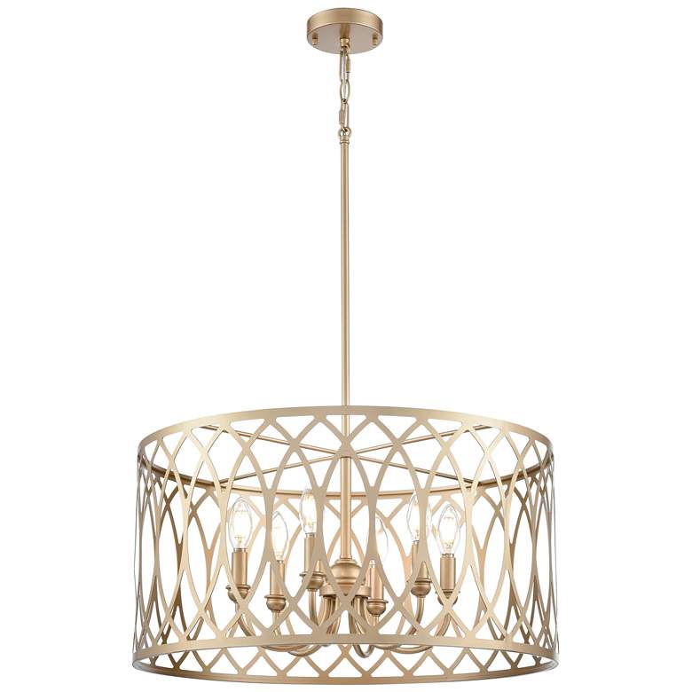 Image 1 Arelyn 23" Wide 6-Light Pendant in Painted Modern Gold