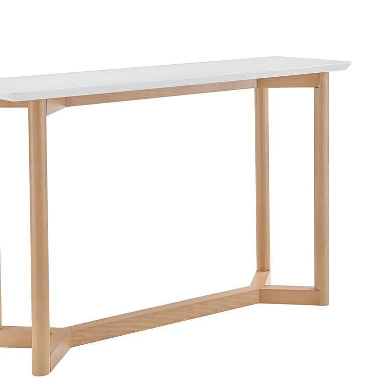 Image 3 Aren 47" Wide Matte White and Natural Wood Console Table more views
