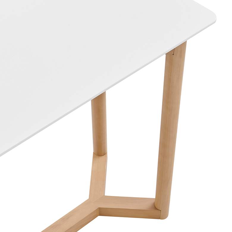 Image 4 Aren 47" Wide Matte White and Natural Wood Console Table more views