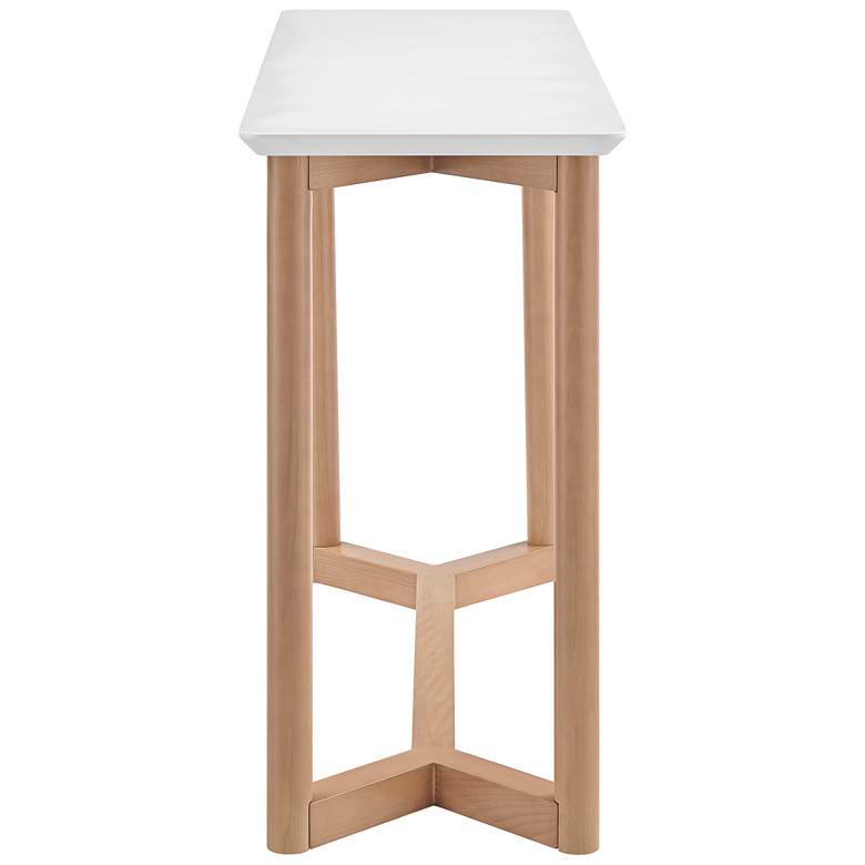Image 6 Aren 47" Wide Matte White and Natural Wood Console Table more views