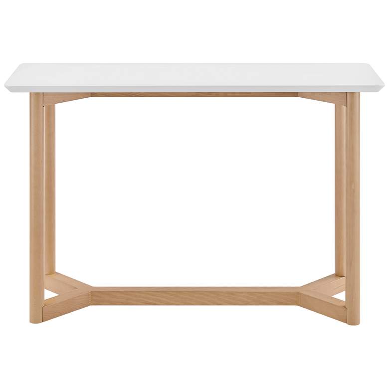 Image 7 Aren 47" Wide Matte White and Natural Wood Console Table more views