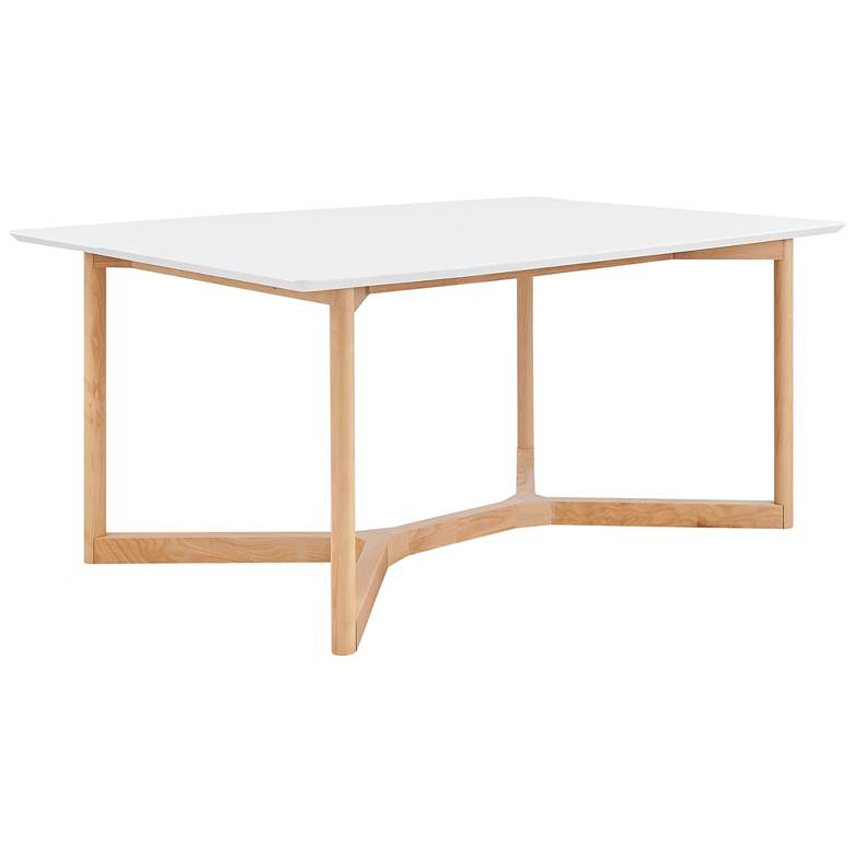 Image 2 Aren 63" Wide Matte White Natural Wood Dining Table