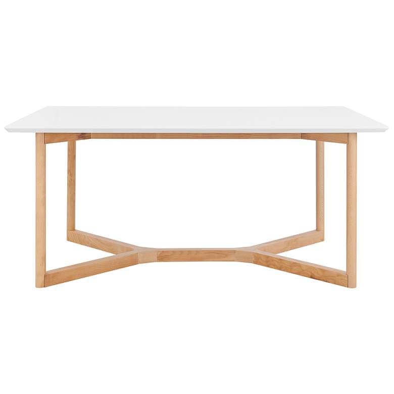 Image 7 Aren 63" Wide Matte White Natural Wood Dining Table more views