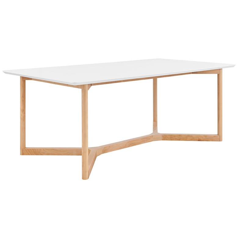 Image 1 Aren 79 1/4" Wide White Lacquer Natural Wood Dining Table