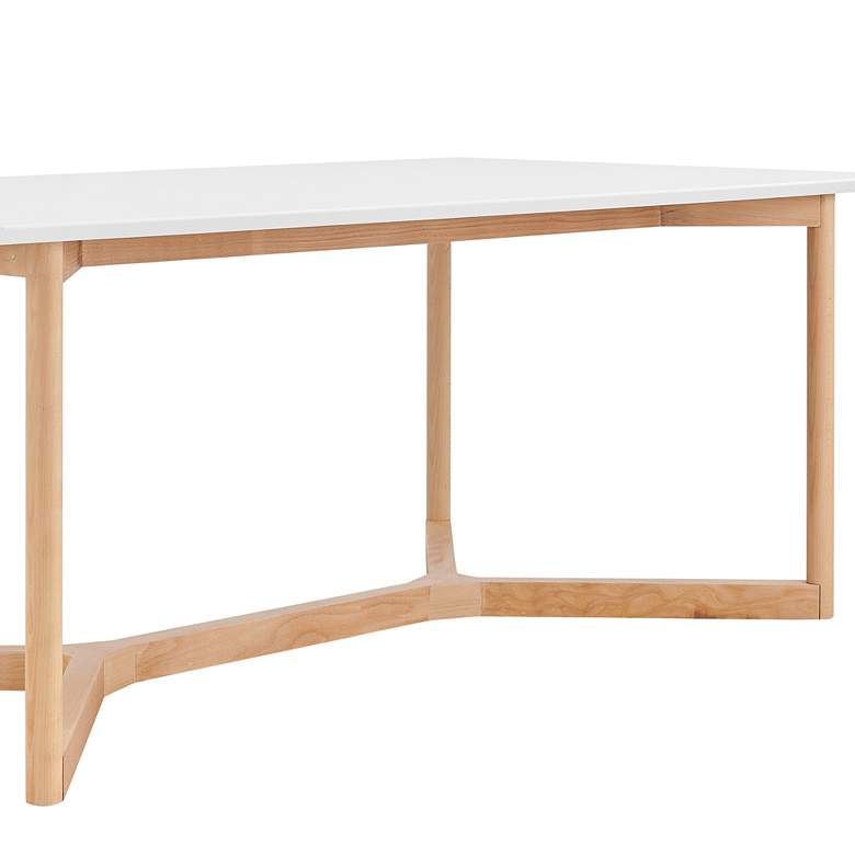 Image 3 Aren 79 1/4" Wide White Lacquer Natural Wood Dining Table more views