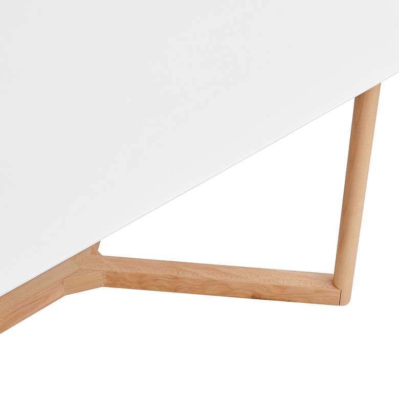 Image 4 Aren 79 1/4" Wide White Lacquer Natural Wood Dining Table more views