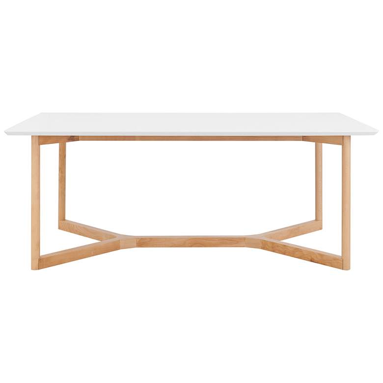 Image 6 Aren 79 1/4" Wide White Lacquer Natural Wood Dining Table more views