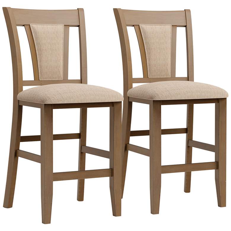 Image 1 Arena 25 3/4" Natural Tone Wood Counter Stools Set of 2
