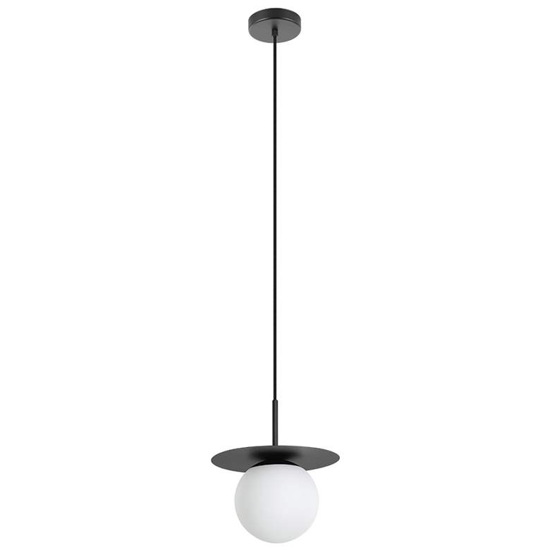 Image 1 Arenales Mini Pendant - Structured Black FInish - White Opal Glass Shade