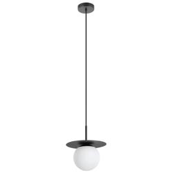 Arenales Mini Pendant - Structured Black FInish - White Opal Glass Shade