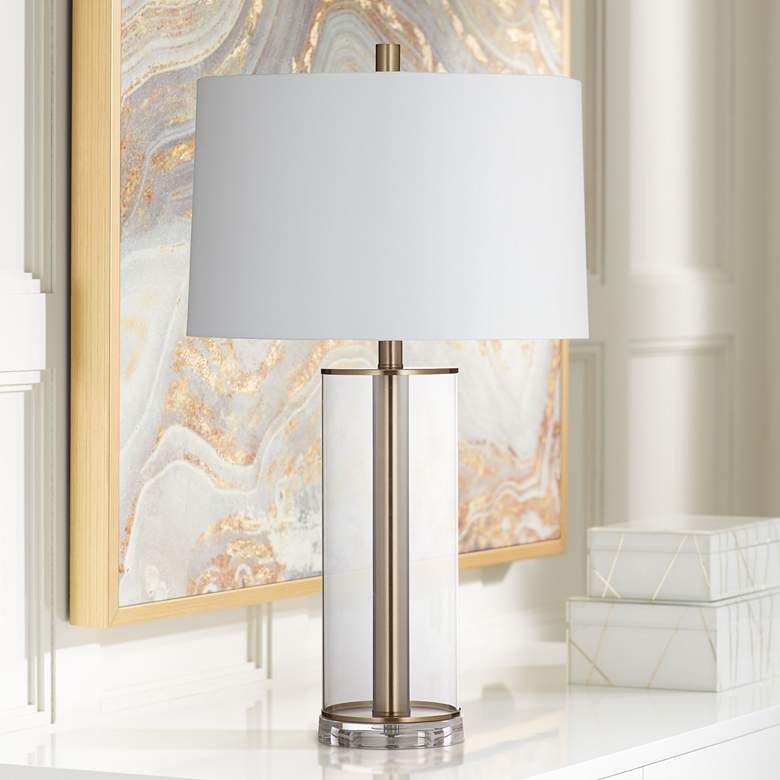 Image 1 Ares Clear Glass and Brass Table Lamp