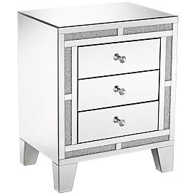 Image2 of Aretha 22" Wide Crystal Beads 3-Drawer Mirrored Side Table