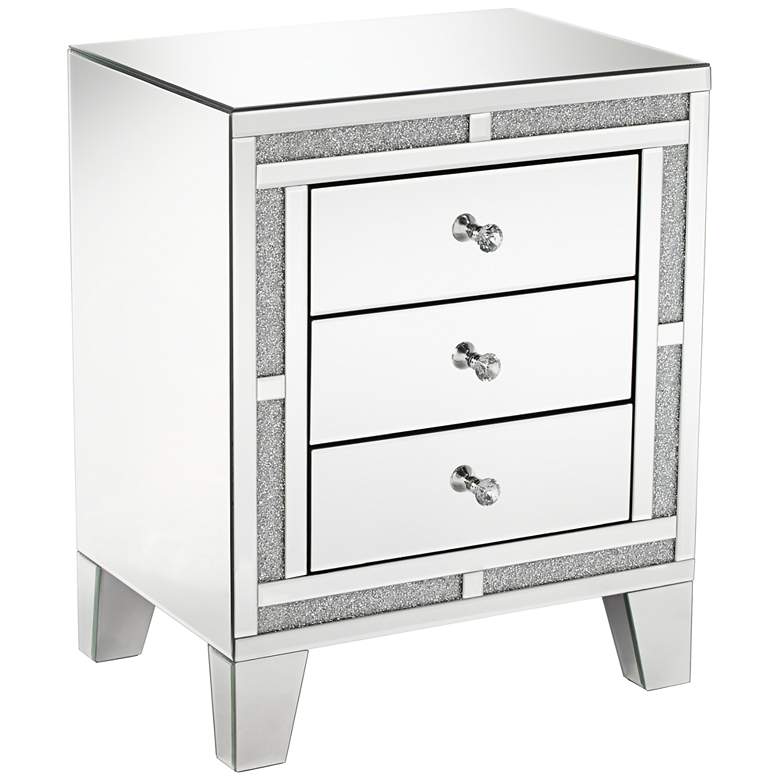 Image 2 Aretha 22 inch Wide Crystal Beads 3-Drawer Mirrored Side Table