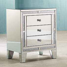 Image1 of Aretha 22" Wide Crystal Beads 3-Drawer Mirrored Side Table