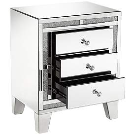 Image3 of Aretha 22" Wide Crystal Beads 3-Drawer Mirrored Side Table more views