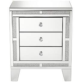 Image4 of Aretha 22" Wide Crystal Beads 3-Drawer Mirrored Side Table more views