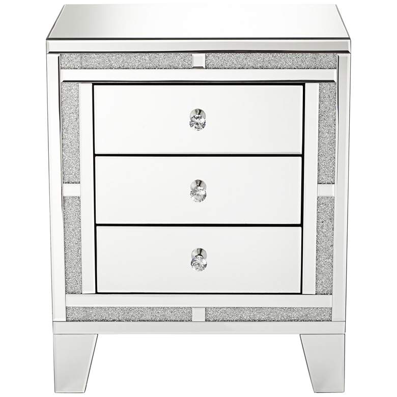 Image 4 Aretha 22" Wide Crystal Beads 3-Drawer Mirrored Side Table more views
