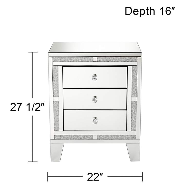 Image 7 Aretha 22" Wide Crystal Beads 3-Drawer Mirrored Side Table more views