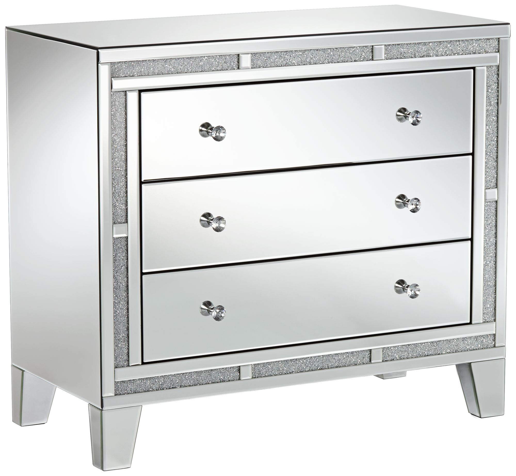 Aretha Crystal Beads 3-Drawer Mirrored Accent Chest