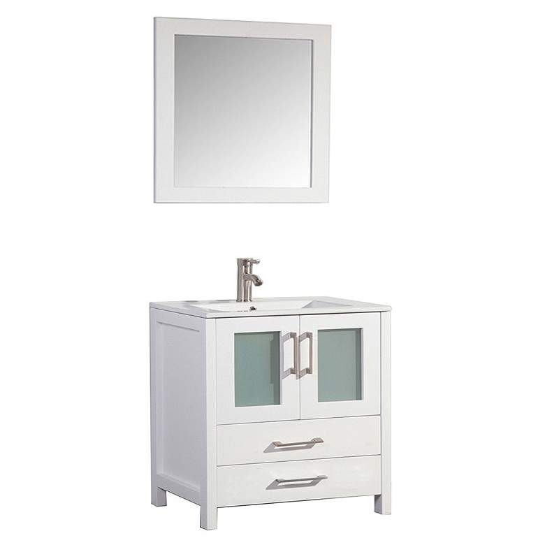 Image 1 Argentina 36 inch White 2-Door Bathroom Vanity and Mirror Set