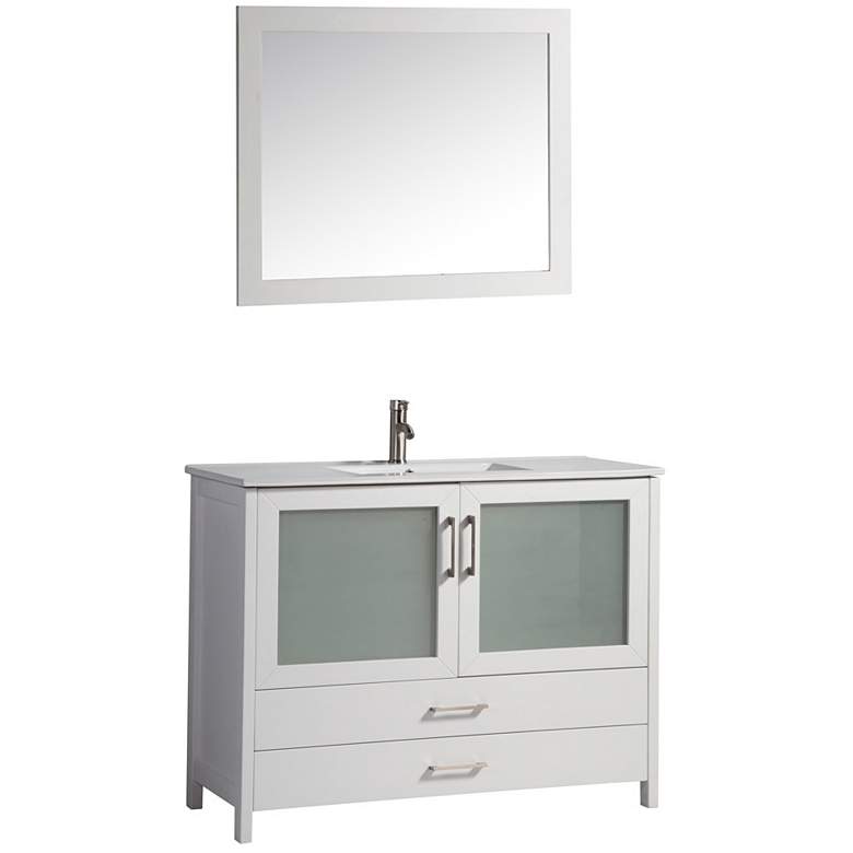 Image 1 Argentina 48 inch White 2-Door Bathroom Vanity and Mirror Set