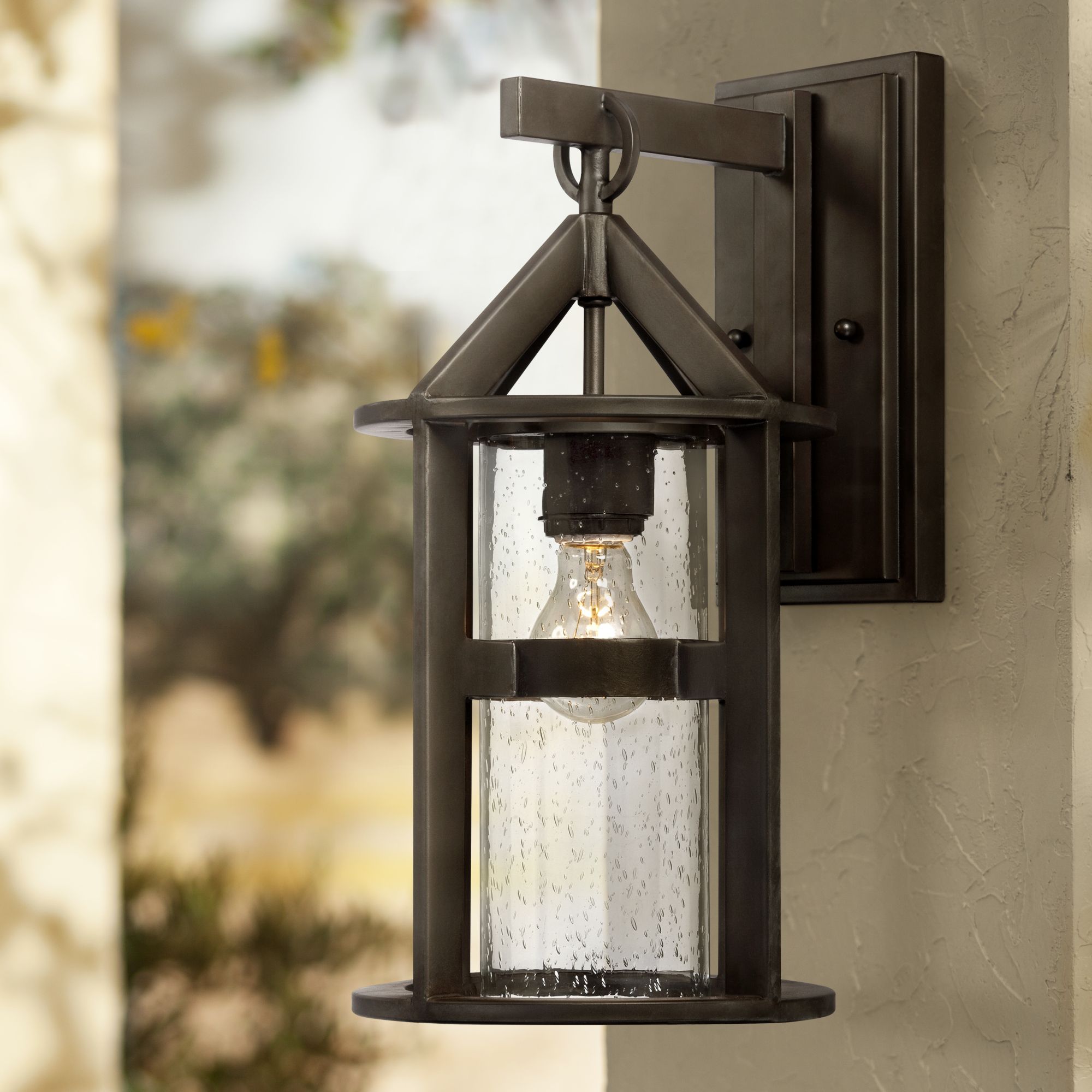 Argentine 17" High Glass and Bronze Outdoor Wall Light Image 8