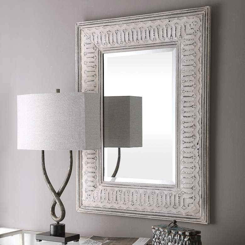 Image 1 Argenton Distressed Ivory 30 3/4 inch x 40 1/4 inch Wall Mirror