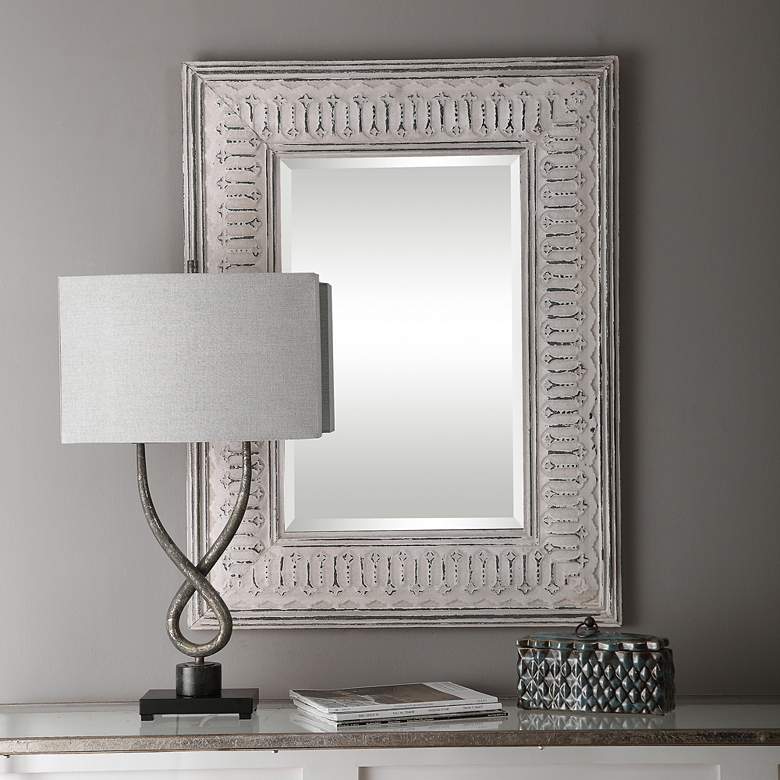 Argenton Distressed Ivory 30 3/4 inch x 40 1/4 inch Wall Mirror more views