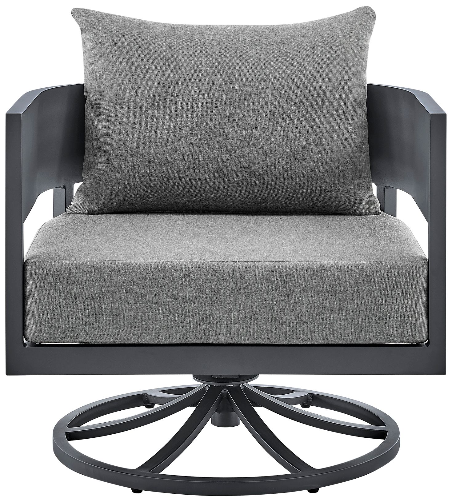 Image 4 Argiope 3 Piece Patio Outdoor Swivel Seating Set in Dark Grey Aluminum more views