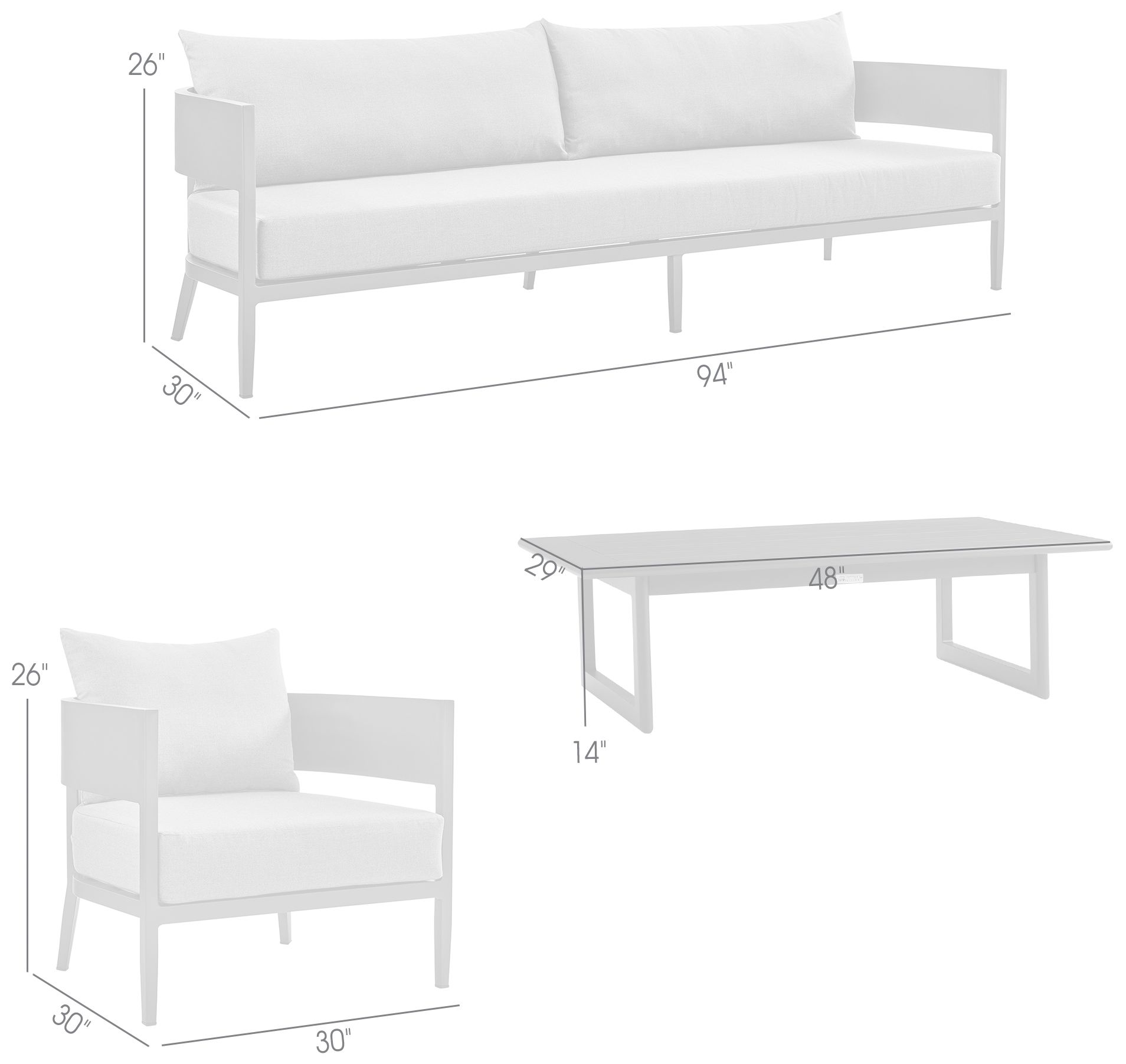 Argiope 4 Piece Outdoor Dark Gray Aluminum Outdoor Conversation Set
