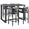 Argiope Outdoor 5-Piece Bar Table Set in Aluminum with Grey Cushions