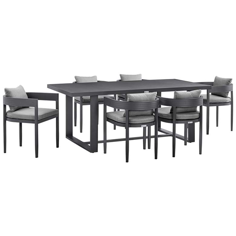 Image 1 Argiope Outdoor 7-Piece Dining Table Set in Aluminum with Grey Cushions