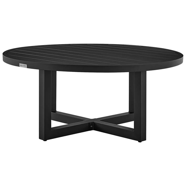 Image 1 Argiope Outdoor Patio Round Coffee Table in Black Aluminum