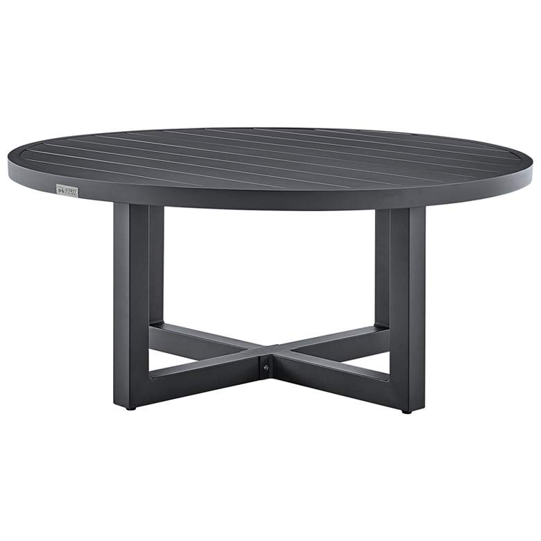 Image 1 Argiope Outdoor Patio Round Coffee Table in Grey Aluminum