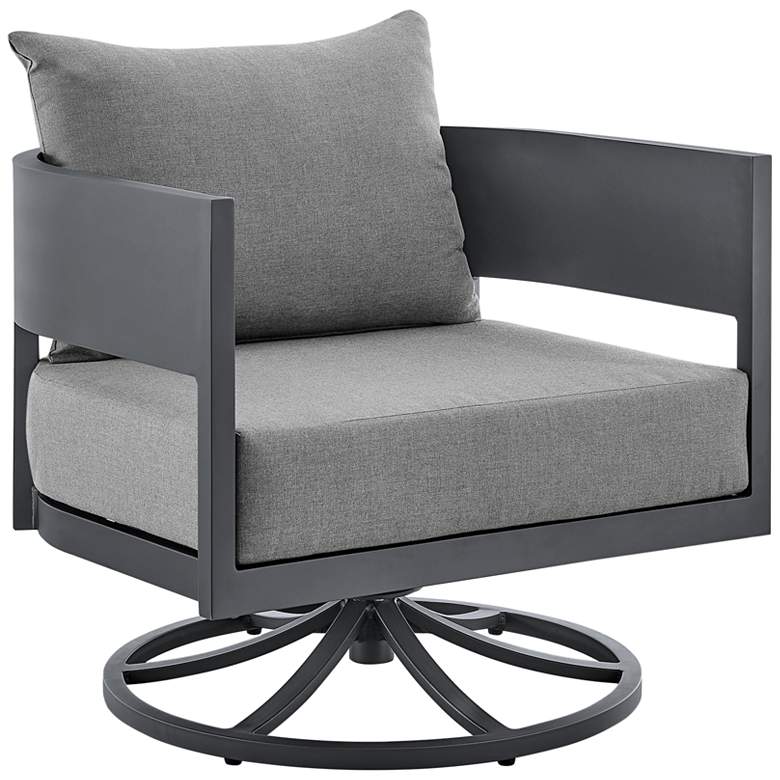 Image 1 Argiope Outdoor Patio Swivel Rocking Chair in Grey Aluminum with Cushions