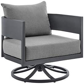 Image1 of Argiope Outdoor Patio Swivel Rocking Chair in Grey Aluminum with Cushions