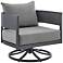 Argiope Outdoor Patio Swivel Rocking Chair in Grey Aluminum with Cushions
