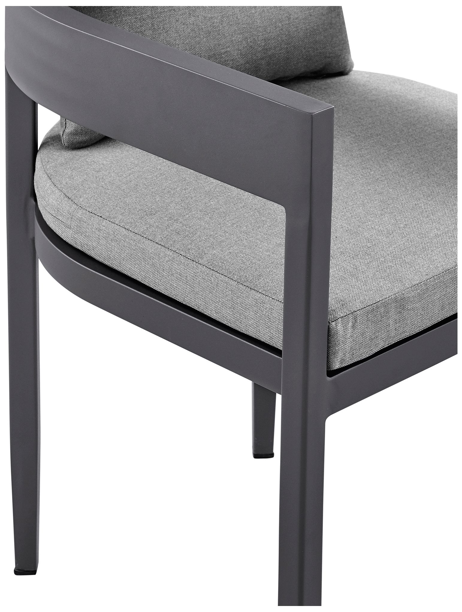 Argiope Set of 2 Outdoor Patio Dining Chairs in Aluminum with Grey Cushions