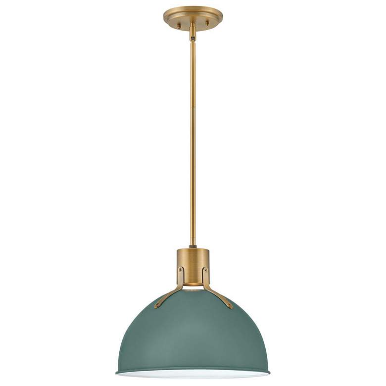 Image 1 Argo 14 inch Wide Brass Pendant Light with Green Shade
