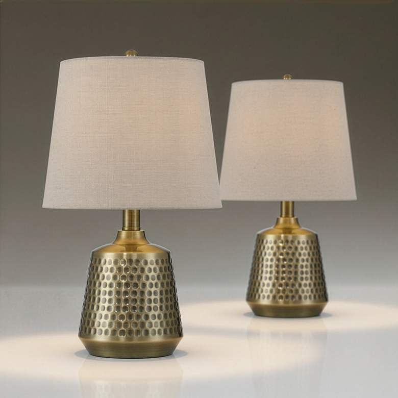 Image 2 Argus 16" High Textured Brass Table Lamp Set of 2