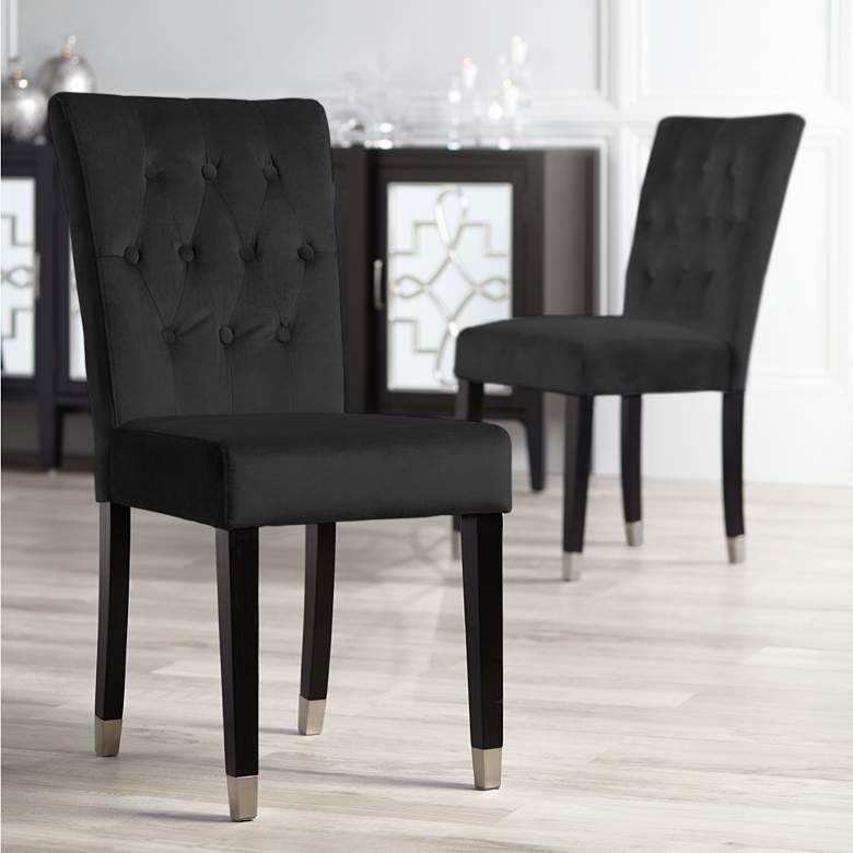 Image 1 Argyle Black Tufted Armless Dining Chairs Set of 2