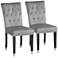 Argyle Gray Tufted Armless Dining Chairs Set of 2