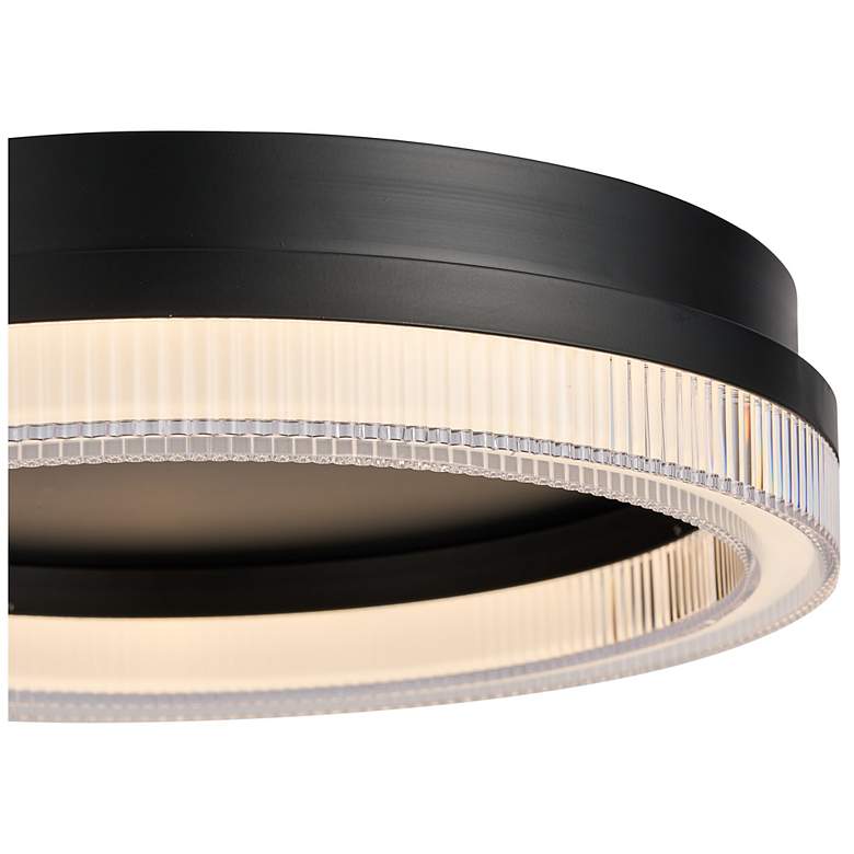 Image 4 Ari 15.8" Wide Black Flush Mount w/ Ribbed Clear Shade more views