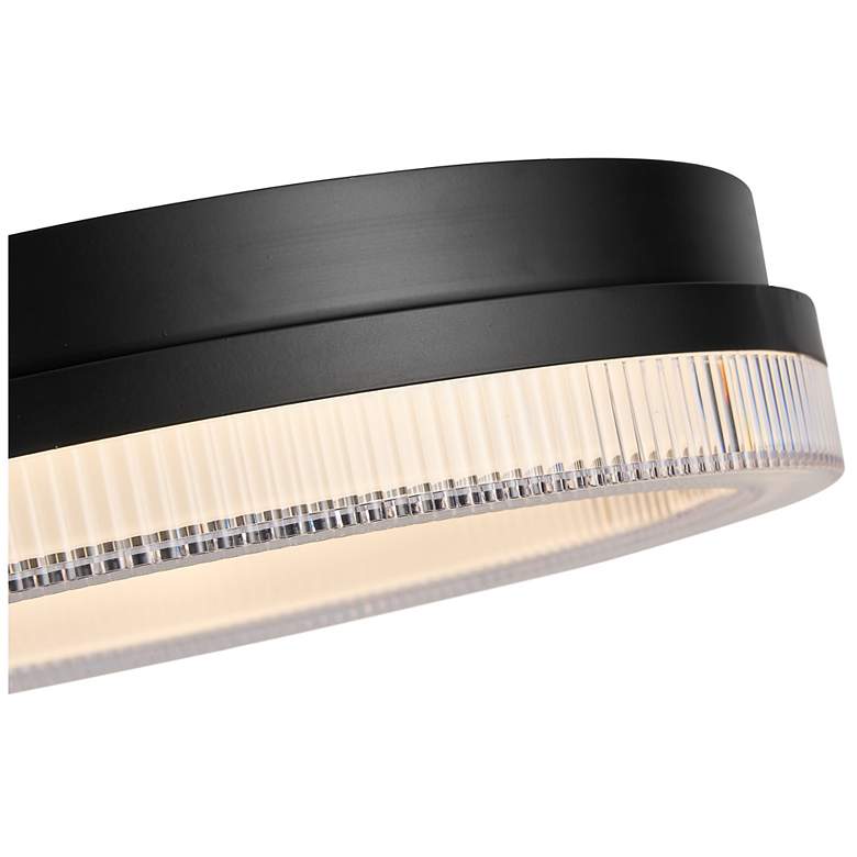 Image 5 Ari 15.8" Wide Black Flush Mount w/ Ribbed Clear Shade more views