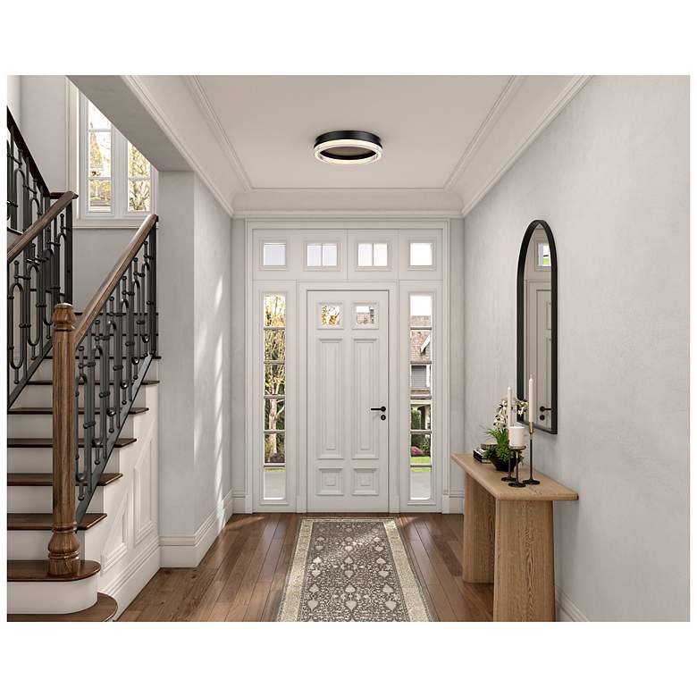 Image 6 Ari 15.8" Wide Black Flush Mount w/ Ribbed Clear Shade more views