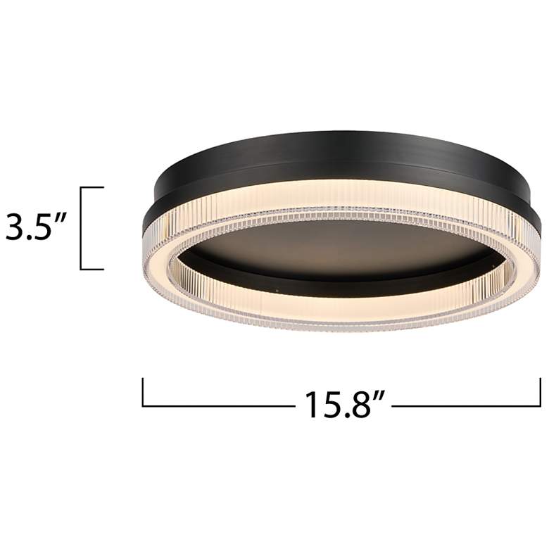 Image 7 Ari 15.8" Wide Black Flush Mount w/ Ribbed Clear Shade more views