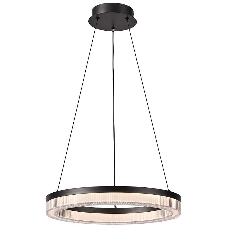 Image 2 Ari 15.8" Wide Black Pendant w/ Ribbed Clear Shade more views