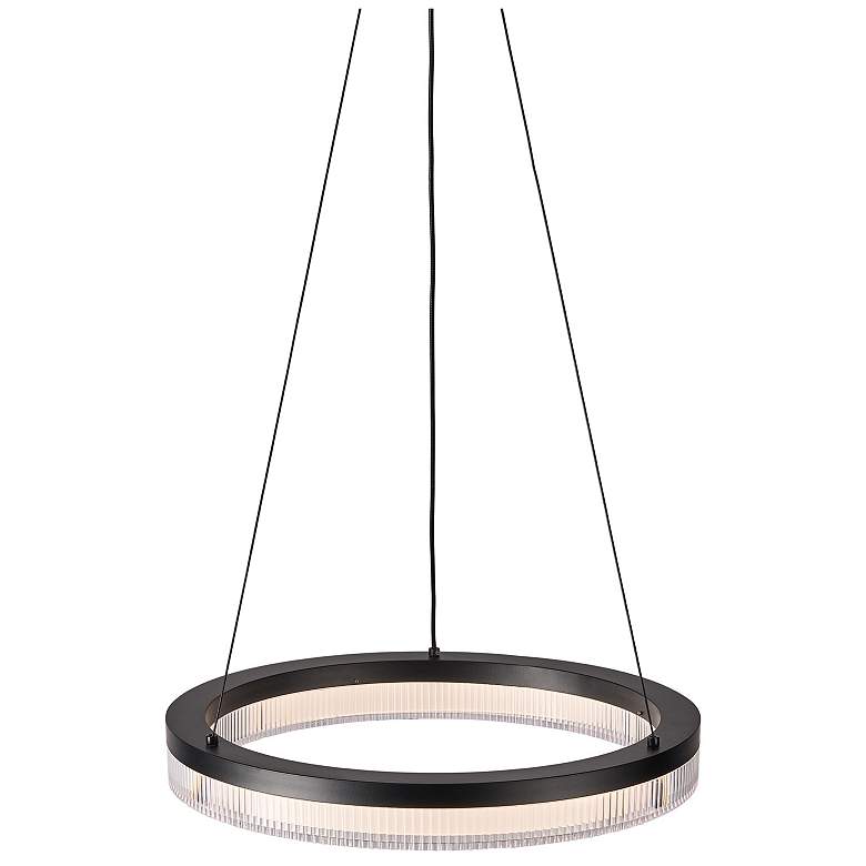 Image 3 Ari 15.8" Wide Black Pendant w/ Ribbed Clear Shade more views