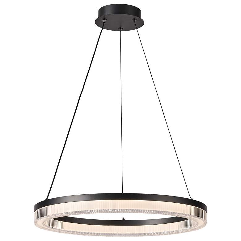 Image 2 Ari 19.7" Wide Black Pendant w/ Ribbed Clear Shade more views